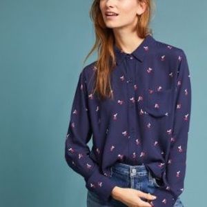 Rails button down cherry print top